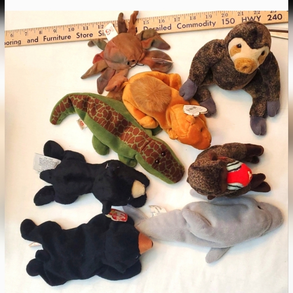 : 8pc BEANIE BABIES- ty and other small animal wildlife sea creatures plush toys